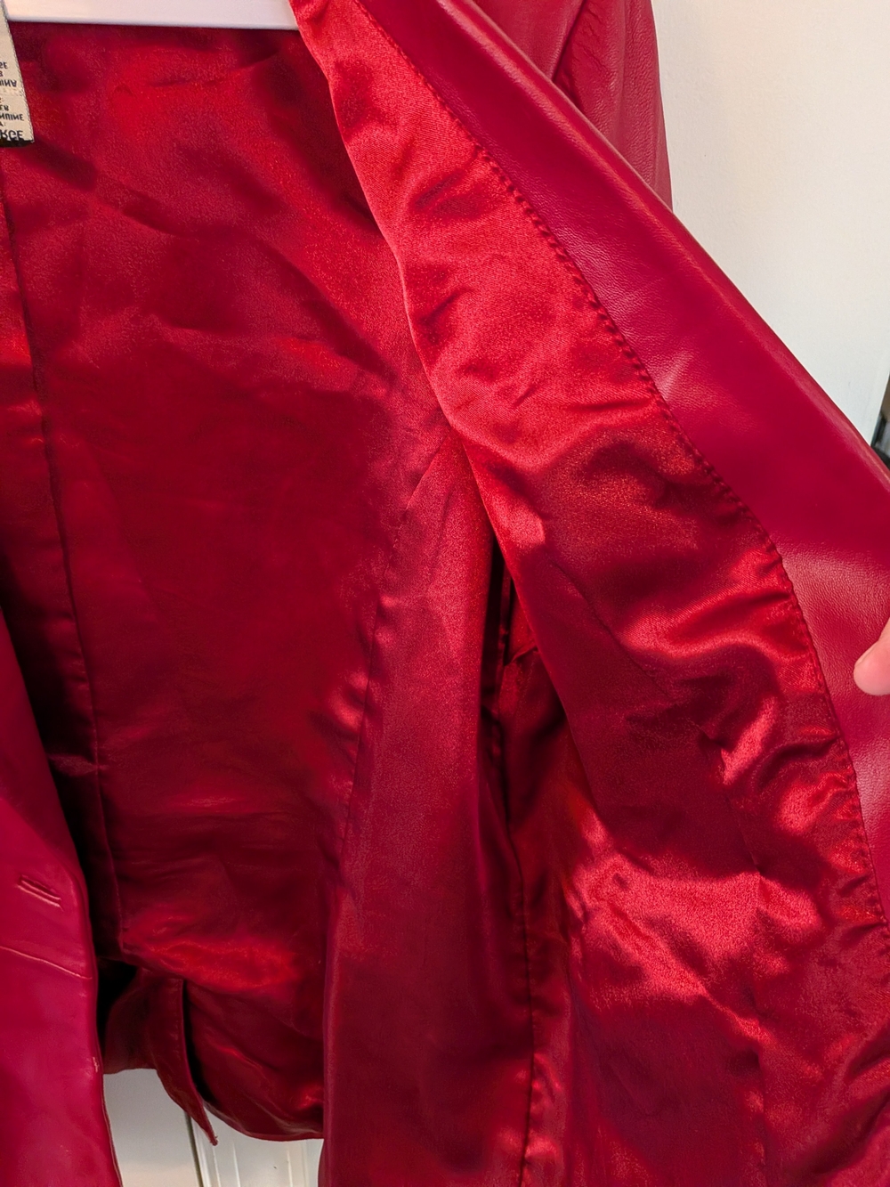 Denim&Co Red Genuine Leather Blazer Jacket Women's XLG Retro Statement - Picture 7 of 11